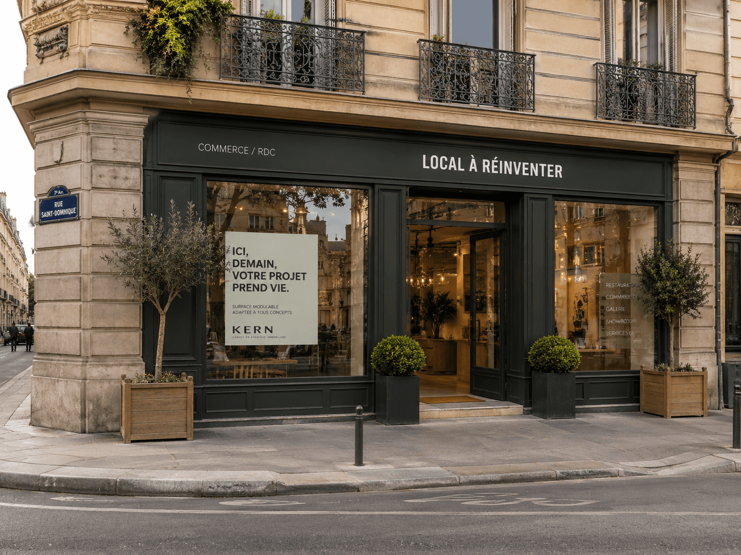 Vitrine d'un commerce en rez-de-chaussée à réinventer